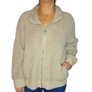 Calvin Klein Teddy Jacket Full Zip Long Sleeve Creme X Large